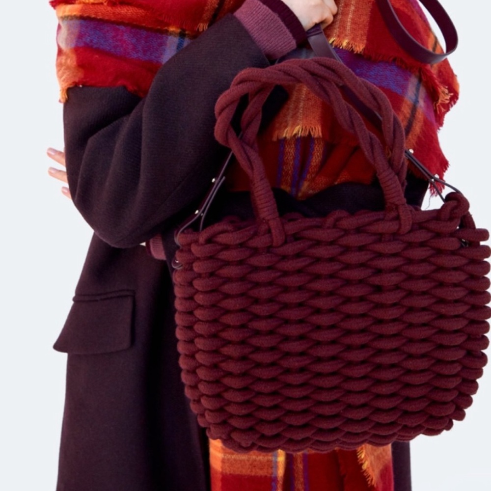 Zara | Woven Burgundy Tote